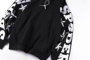 Sp5der Black Sleeve Logo Zip-Up Hoodie8