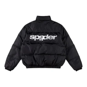 Sp5der Black Star Logo Puffer Jacket Back view