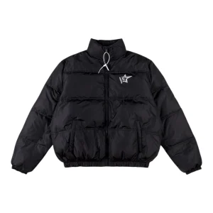 Sp5der Black Star Logo Puffer Jacket Front view