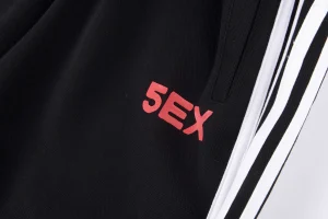 Sp5der Black White Stripe Red Logo Track Pants2