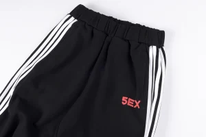 Sp5der Black White Stripe Red Logo Track Pants8