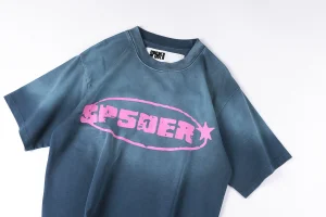 Sp5der Blue Pink Logo Graphic Washed T-Shirt5