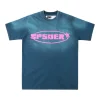 Sp5der Blue Pink Logo Graphic Washed T-Shirt