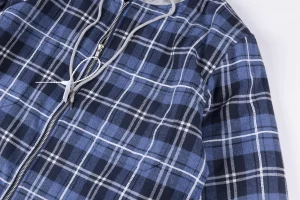 Sp5der Blue Plaid Grey Hood Zip Jacket7