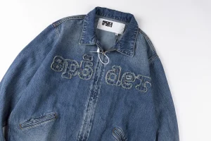 Sp5der Blue Washed Logo Embroidery Denim Jacket1
