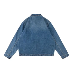 Sp5der Blue Washed Logo Embroidery Denim Jacket Back view