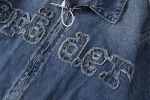 Sp5der Blue Washed Logo Embroidery Denim Jacket9