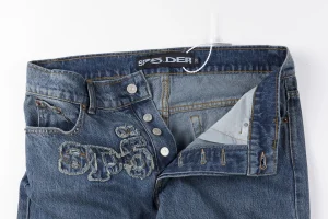Sp5der Blue Washed Logo Embroidery Denim Jeans11
