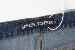 Sp5der Blue Washed Logo Embroidery Denim Jeans3