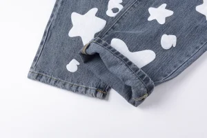 Sp5der Blue White Star Graphic Denim Jeans5
