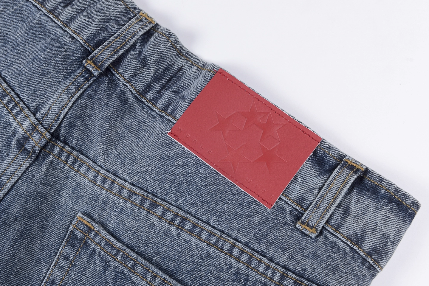 Sp5der Blue White Star Graphic Denim Jeans9