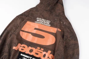 Sp5der Brown Distressed “SP-55” Racing Graphic Hoodie3