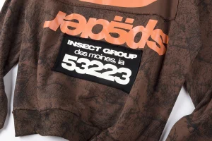 Sp5der Brown Distressed “SP-55” Racing Graphic Hoodie6
