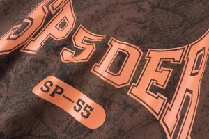 Sp5der Brown Distressed “SP-55” Racing Graphic Hoodie7