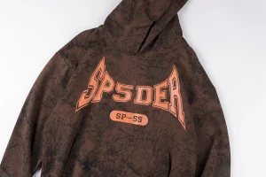 Sp5der Brown Distressed “SP-55” Racing Graphic Hoodie9
