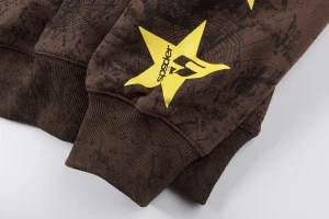 Sp5der Brown Distressed Star “5” Logo Sweatshirt10