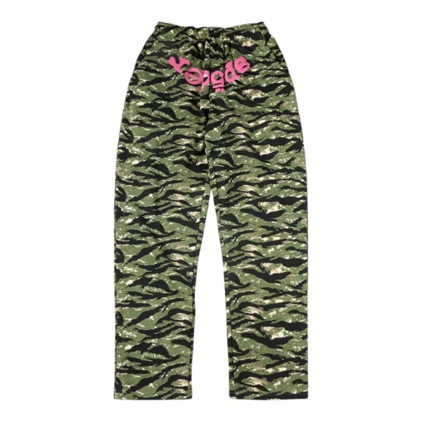 Sp5der Green Camo Logo Straight-Leg Pants Front view