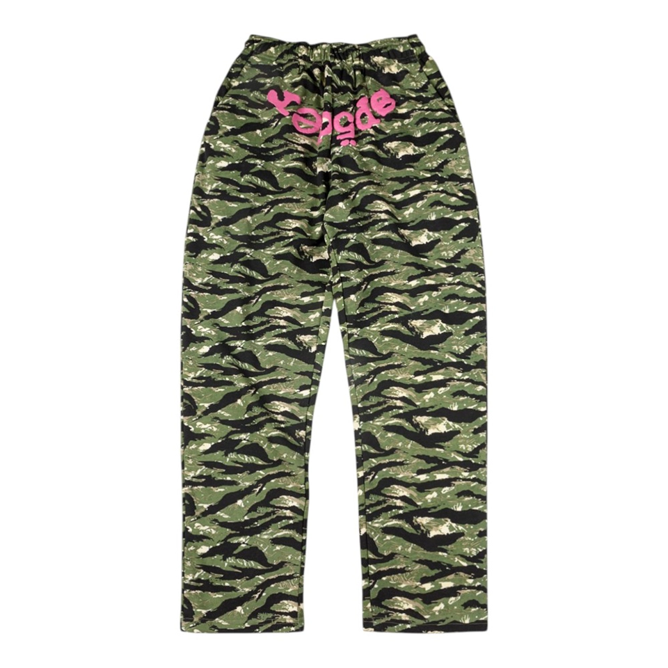 Sp5der Green Camo Logo Straight-Leg Pants Front view