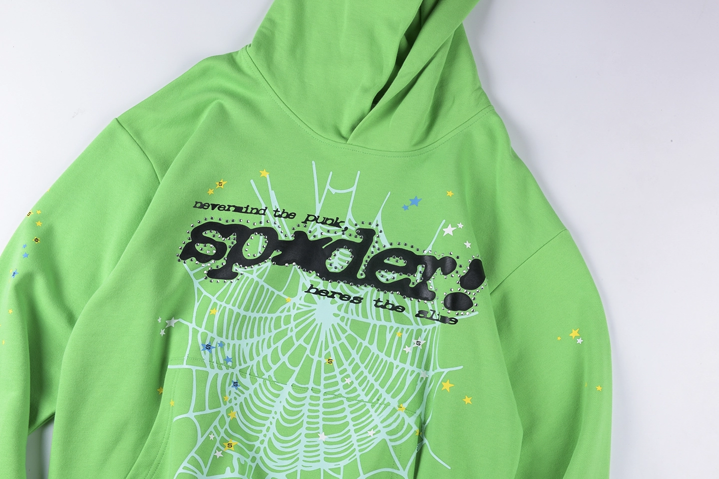 Sp5der Green Web Graphic Hoodie10