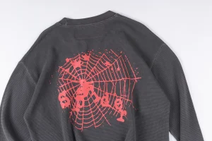 Sp5der Grey Red Spider Web Graphic Shirt4