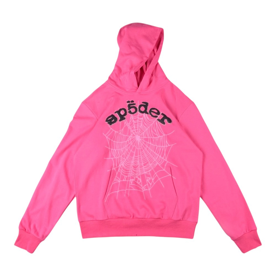 Sp5der Hot Pink Web Logo Hoodie Front view