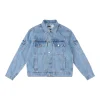 Sp5der Light Blue Red Logo Denim Jacket