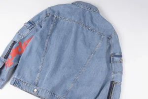 Sp5der Light Blue Red Logo Denim Jacket2
