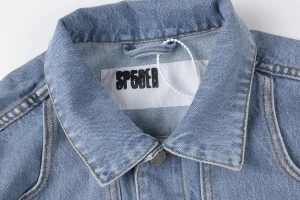 Sp5der Light Blue Red Logo Denim Jacket4