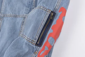 Sp5der Light Blue Red Logo Denim Jacket9