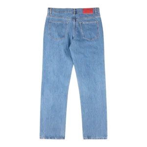 Sp5der Light Blue Red Logo Denim Jeans Back view