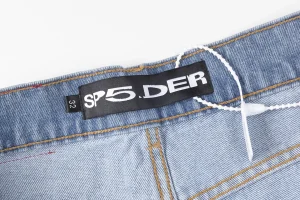 Sp5der Light Blue Red Logo Denim Jeans5