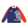 Sp5der Navy Red Panel Graphic Rugby Polo Shirt