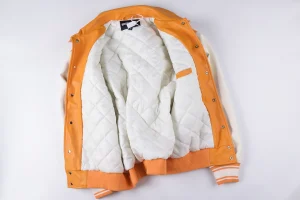 Sp5der Orange White S Logo Varsity Jacket10