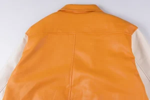 Sp5der Orange White S Logo Varsity Jacket4