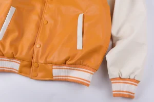 Sp5der Orange White S Logo Varsity Jacket5