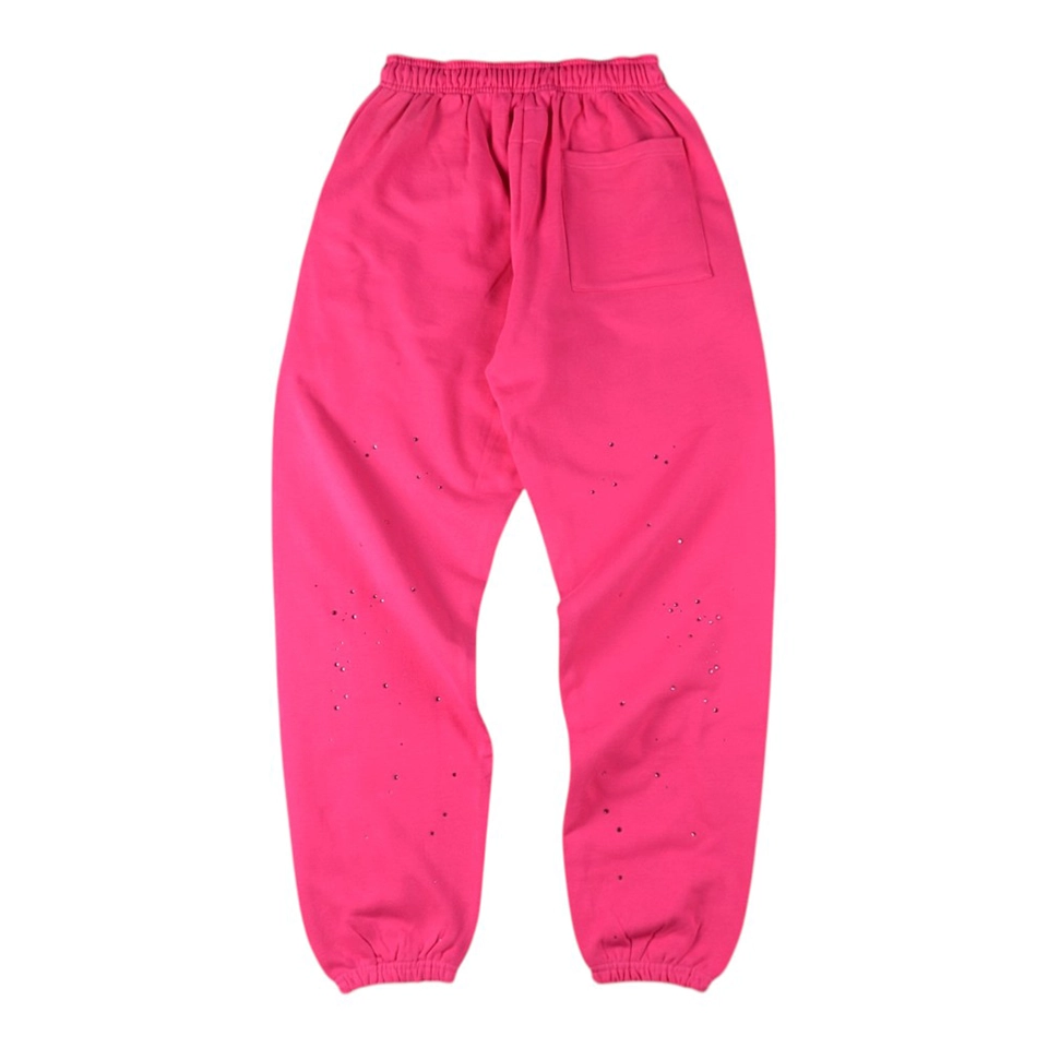 Sp5der Pink Rhinestone Logo Sweatpants Back view