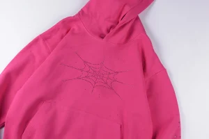 Sp5der Pink Rhinestone Web Hoodie11