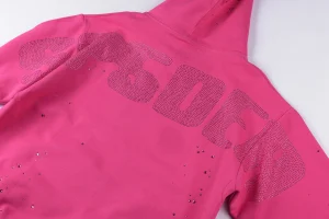 Sp5der Pink Rhinestone Web Hoodie3