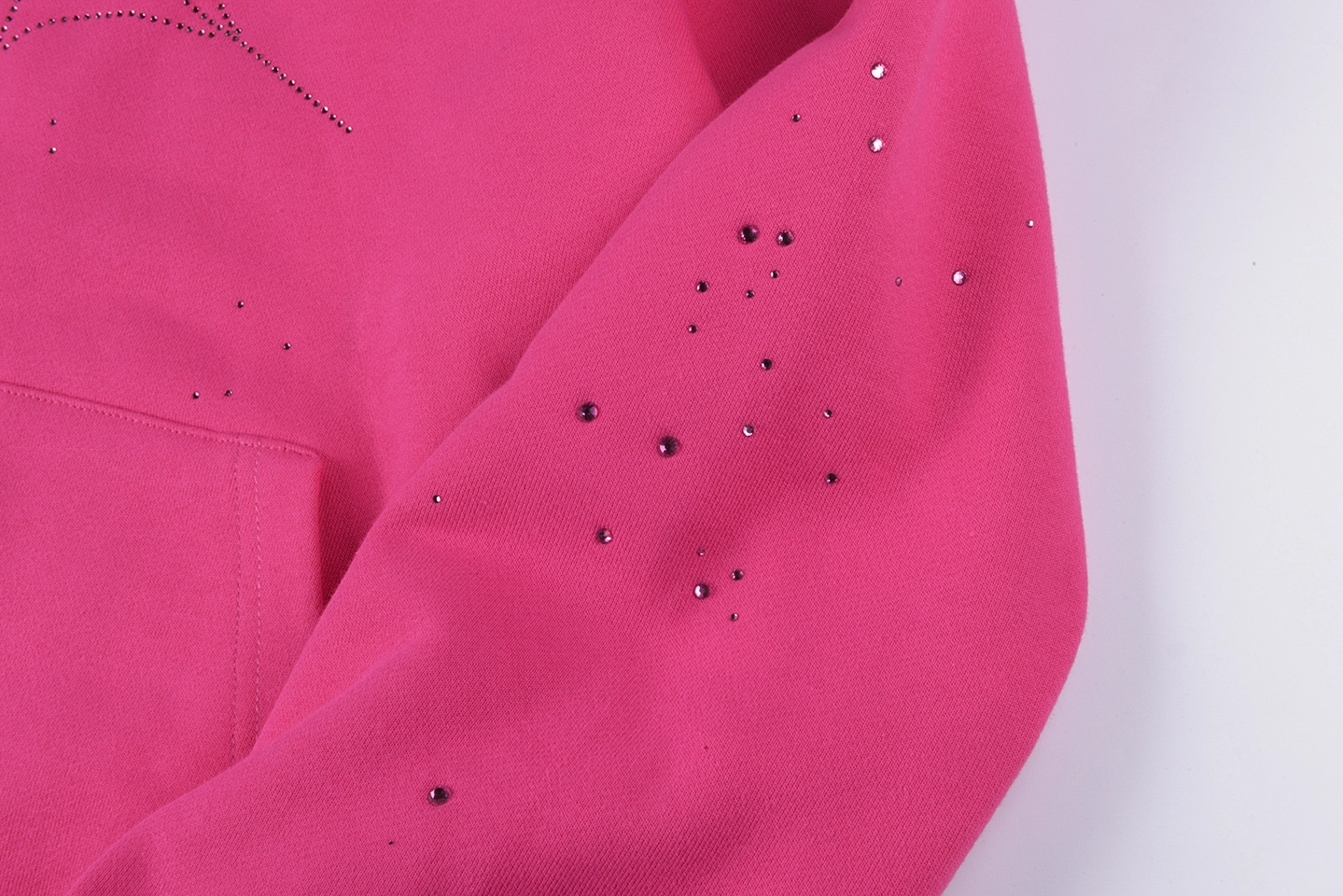 Sp5der Pink Rhinestone Web Hoodie6