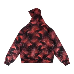 Sp5der Red Black All-Over Print Zip Hoodie Back view