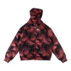 Sp5der Red Black All-Over Print Zip Hoodie
