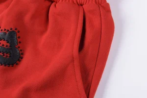 Sp5der Red Embroidered Logo Sweat Shorts2