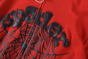 Sp5der Red Web Graphic Zip Hoodie4