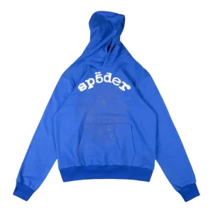 Sp5der Royal Blue Classic Logo Hoodie Front view