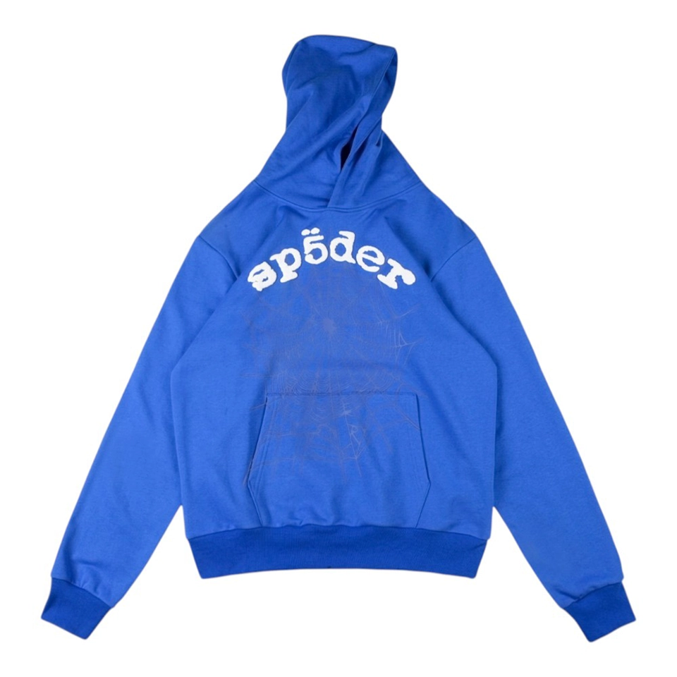 Sp5der Royal Blue Classic Logo Hoodie Front view