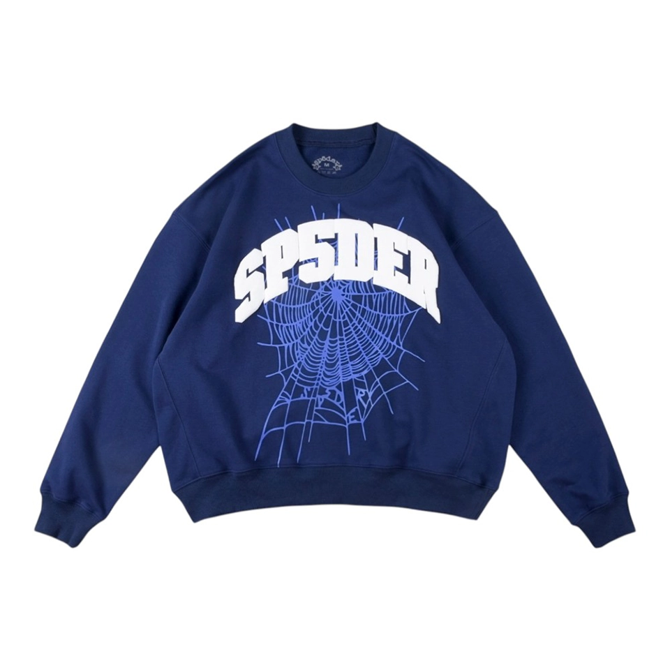 Sp5der Royal Blue White Arc Logo Web Sweatshirt Front view