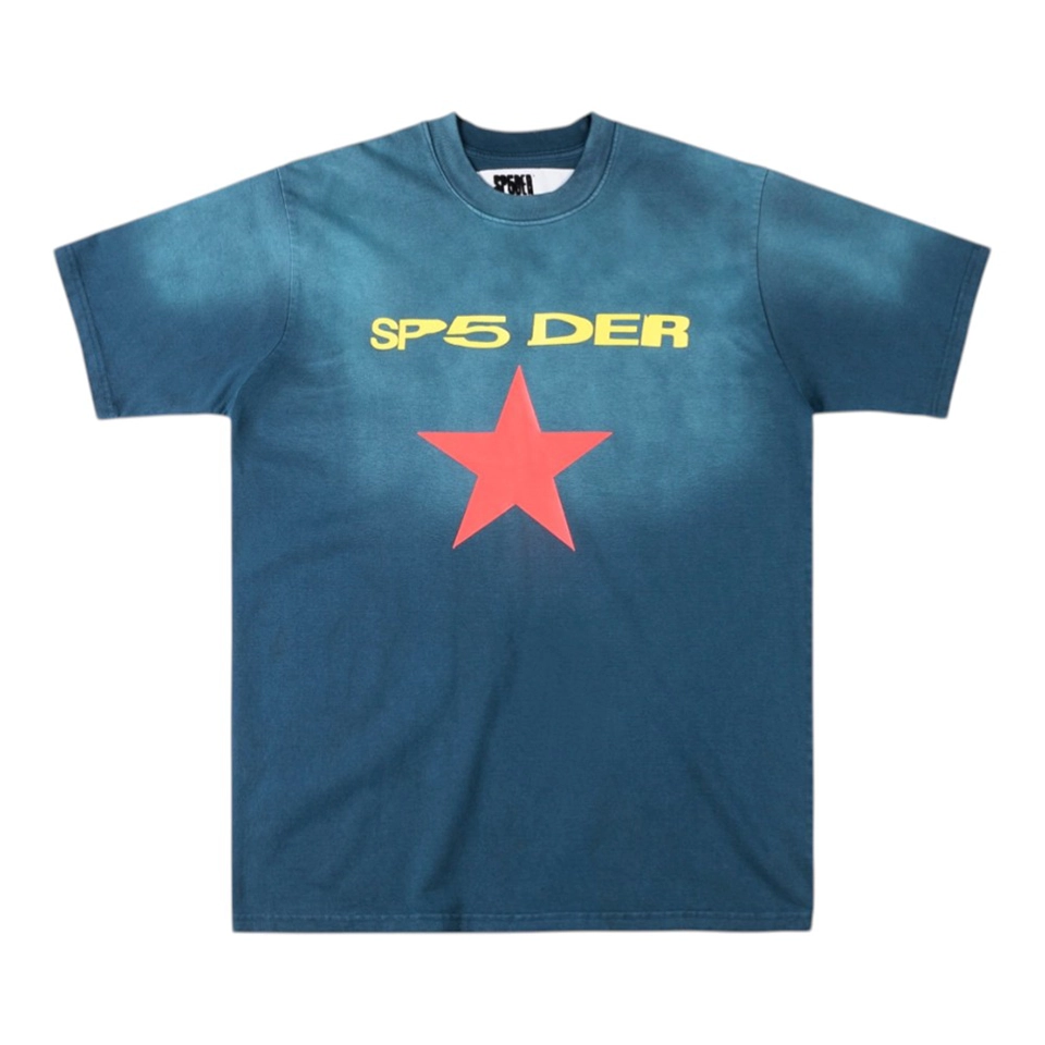 Sp5der Star Graphic Washed T-Shirt Front view