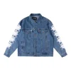 Sp5der Washed Blue Graphic Sleeve Denim Jacket