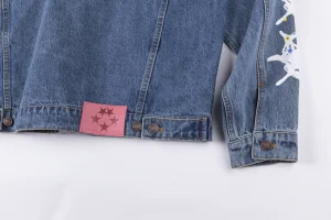 Sp5der Washed Blue Graphic Sleeve Denim Jacket2