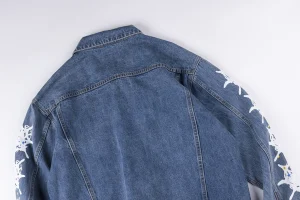 Sp5der Washed Blue Graphic Sleeve Denim Jacket5